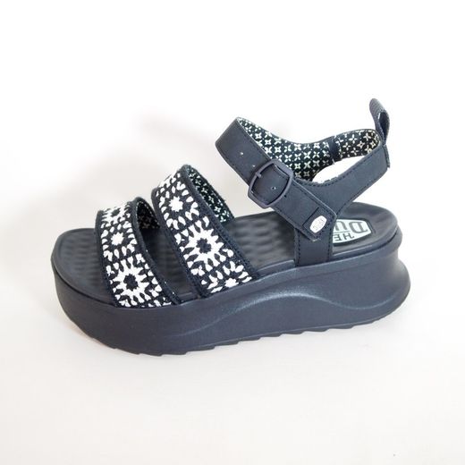 Sandalias Hey Dude HD43200_066 Delray Buckle Cottage Crochet Negro
