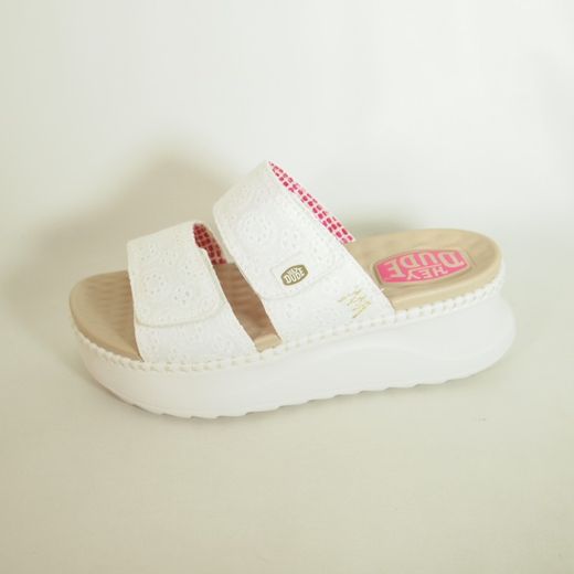 Sandalias Hey Dude HD43203_100 Delray Slide Eyelet Blanco